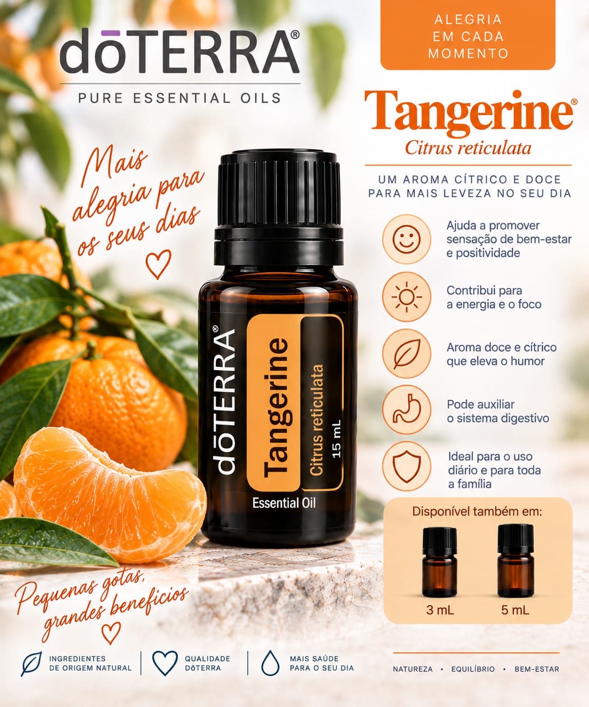Óleo Essencial dōTERRA Tangerine (Citrus reticulata)