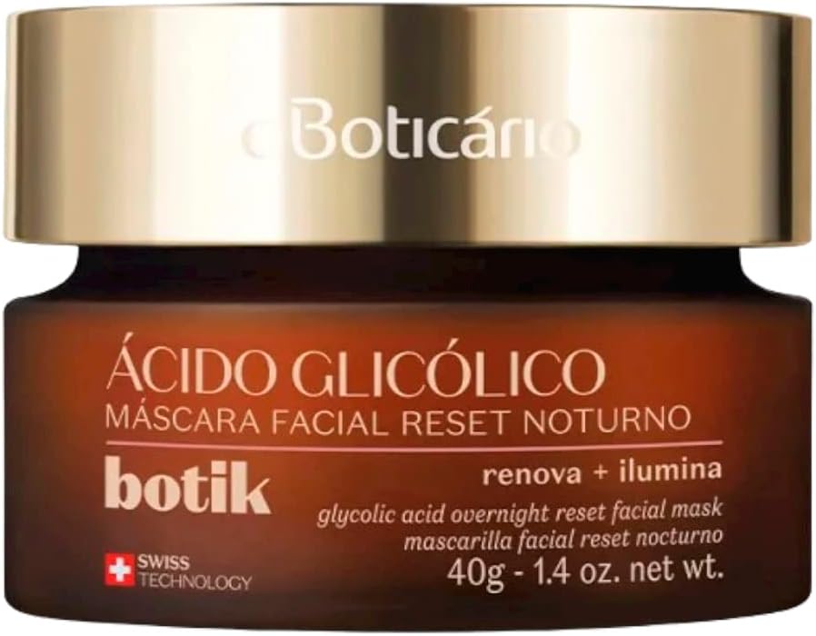 Ácido Glicólico Máscara Facial Reset Noturno Botik, 40g