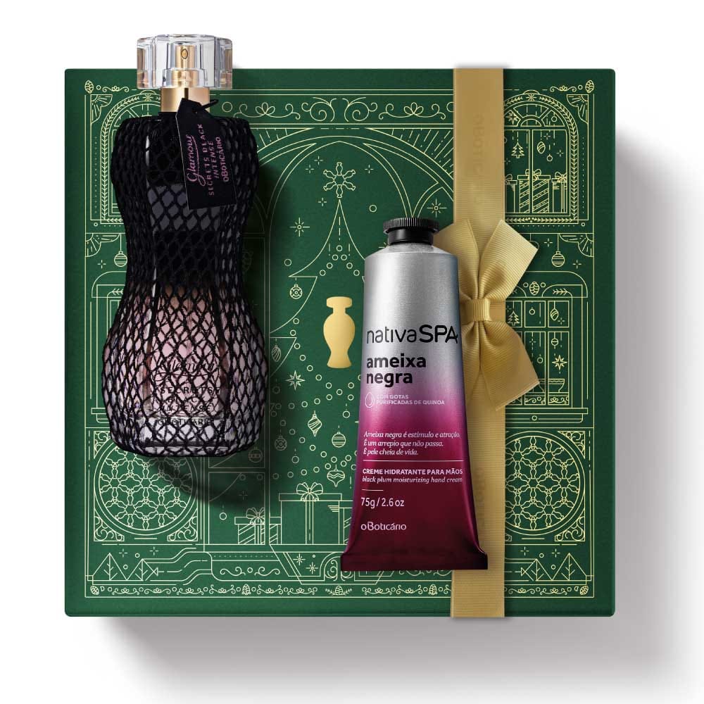 Kit de Natal Perfume Glamour Secrets Black Intense + Ameixa Negra
