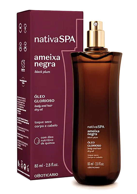 Óleo Glorioso para Corpo e Cabelo Nativa SPA Ameixa Negra, 85ml