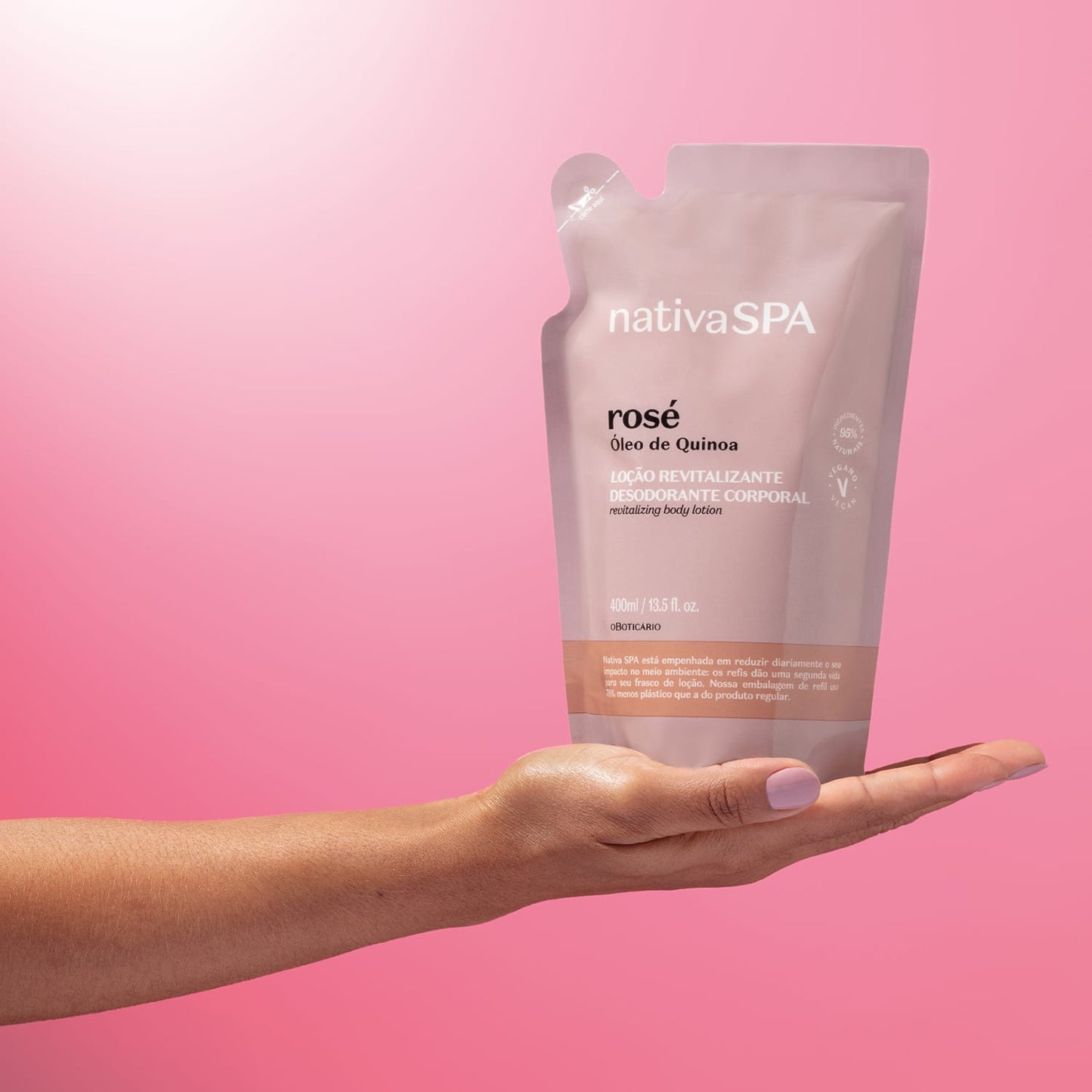 Recharge de lotion hydratante pour le corps Nativa Spa Rosé, 400 ml