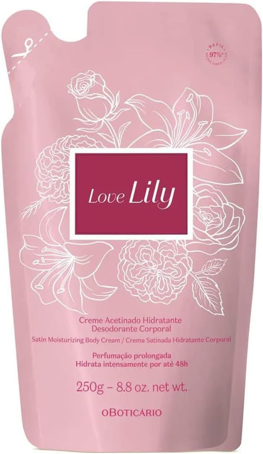 Refil Creme Acetinado Hidratante Corporal Love Lily 250g