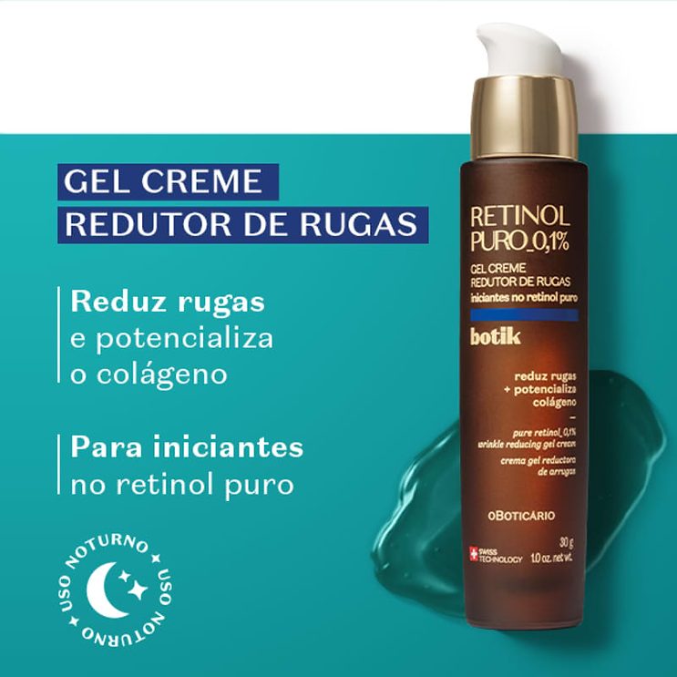 Gel Creme Redutor de Rugas 0,1% Retinol Puro 30Gr
