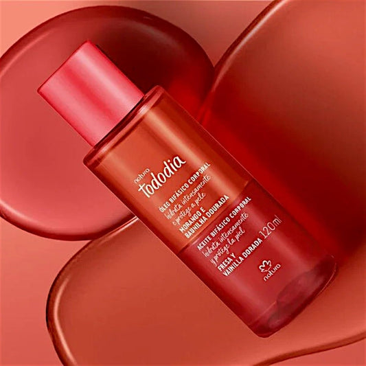 Óleo Bifásico Corporal Tododia Morango e Baunilha Dourada 120ml