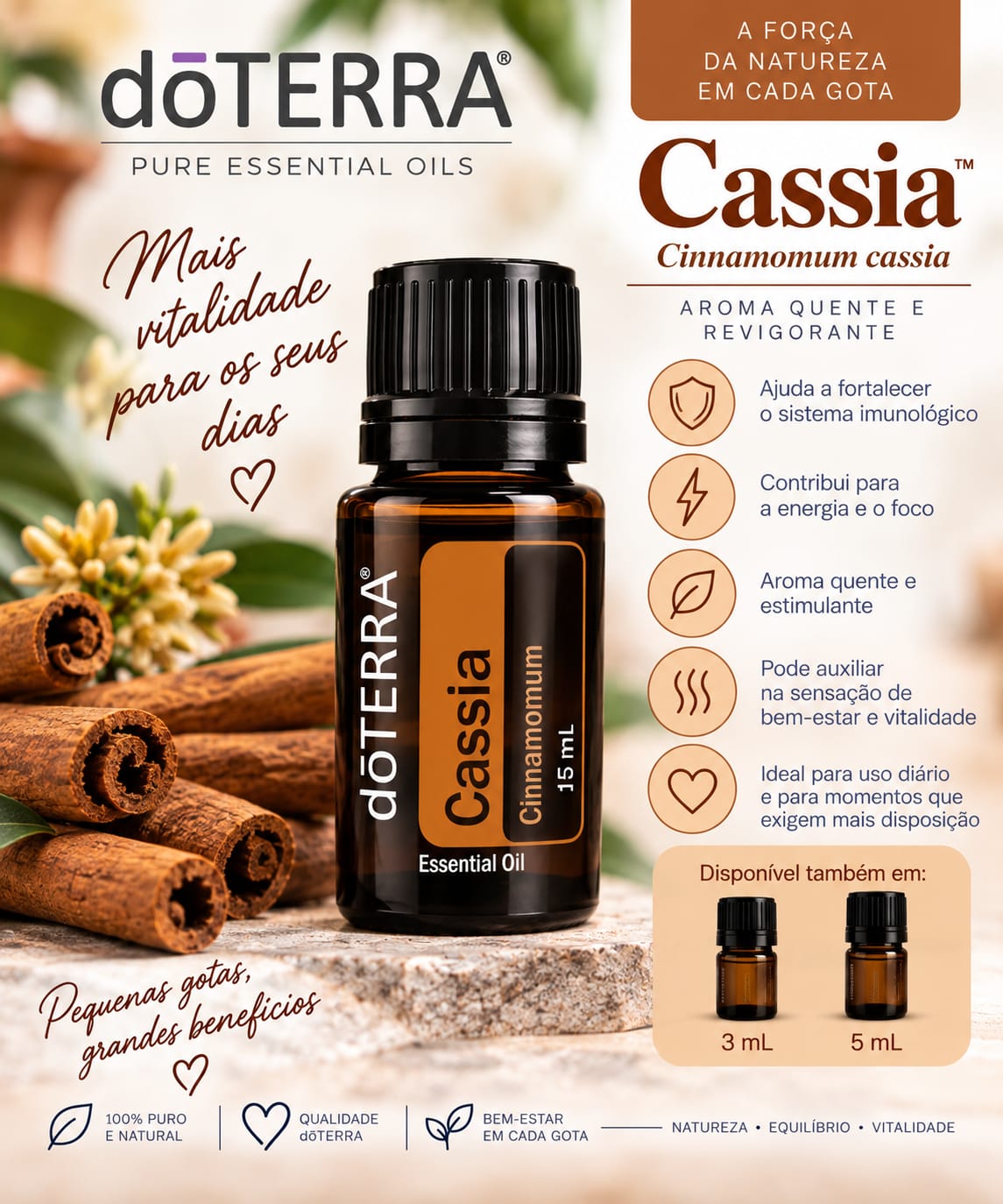 Óleo Essencial dōTERRA Cassia (Cinnamomum cassia)