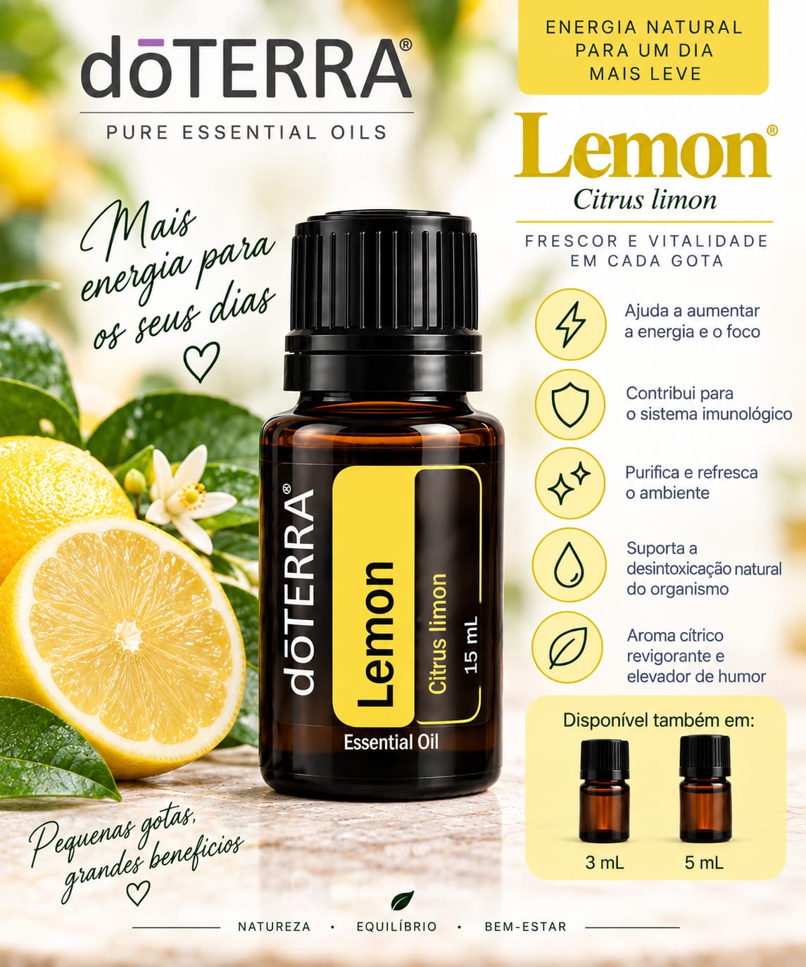Óleo Essencial dōTERRA Lemon (Citrus limon)