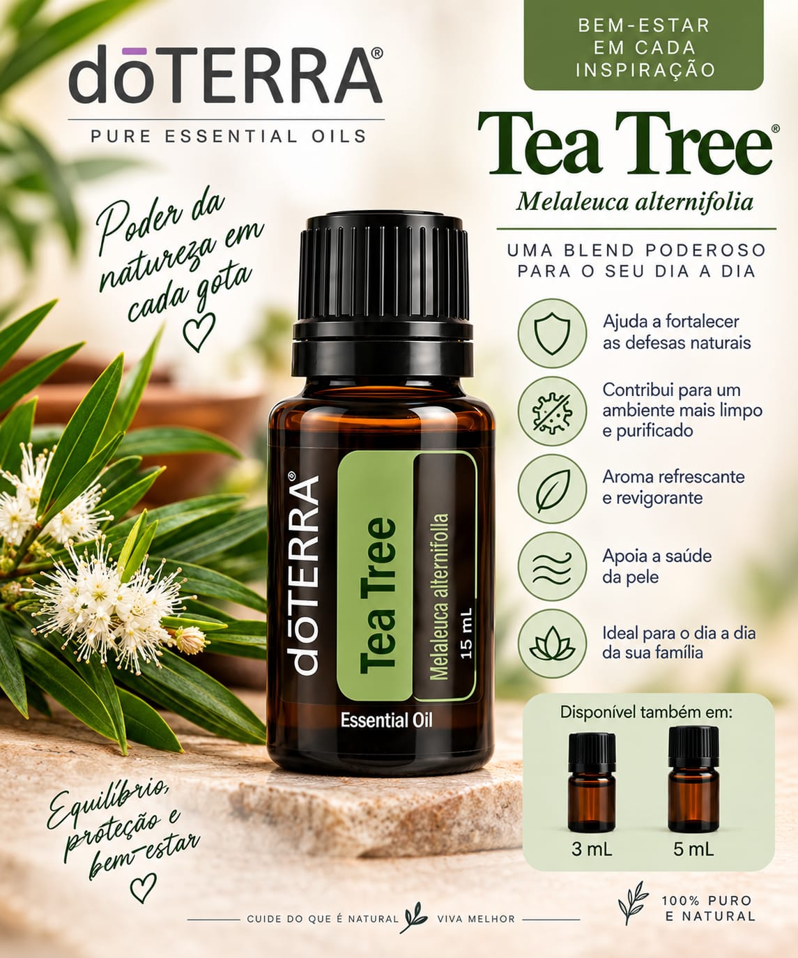 Óleo Essencial dōTERRA Tea Tree (Melaleuca alternifolia)
