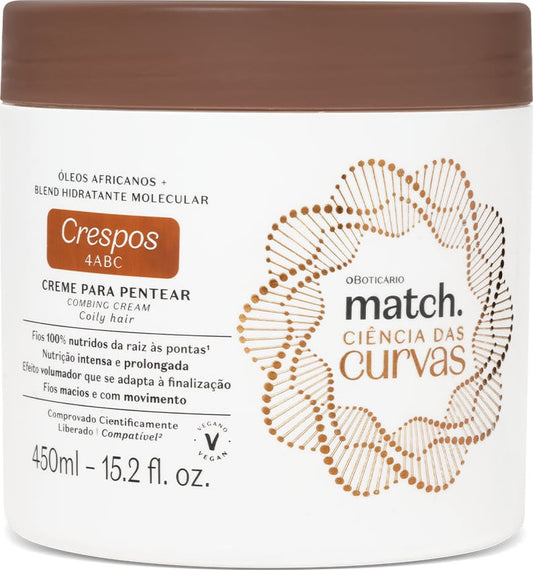 Creme para Pentear Cabelos Crespos Match Ciência das Curvas, 450ml