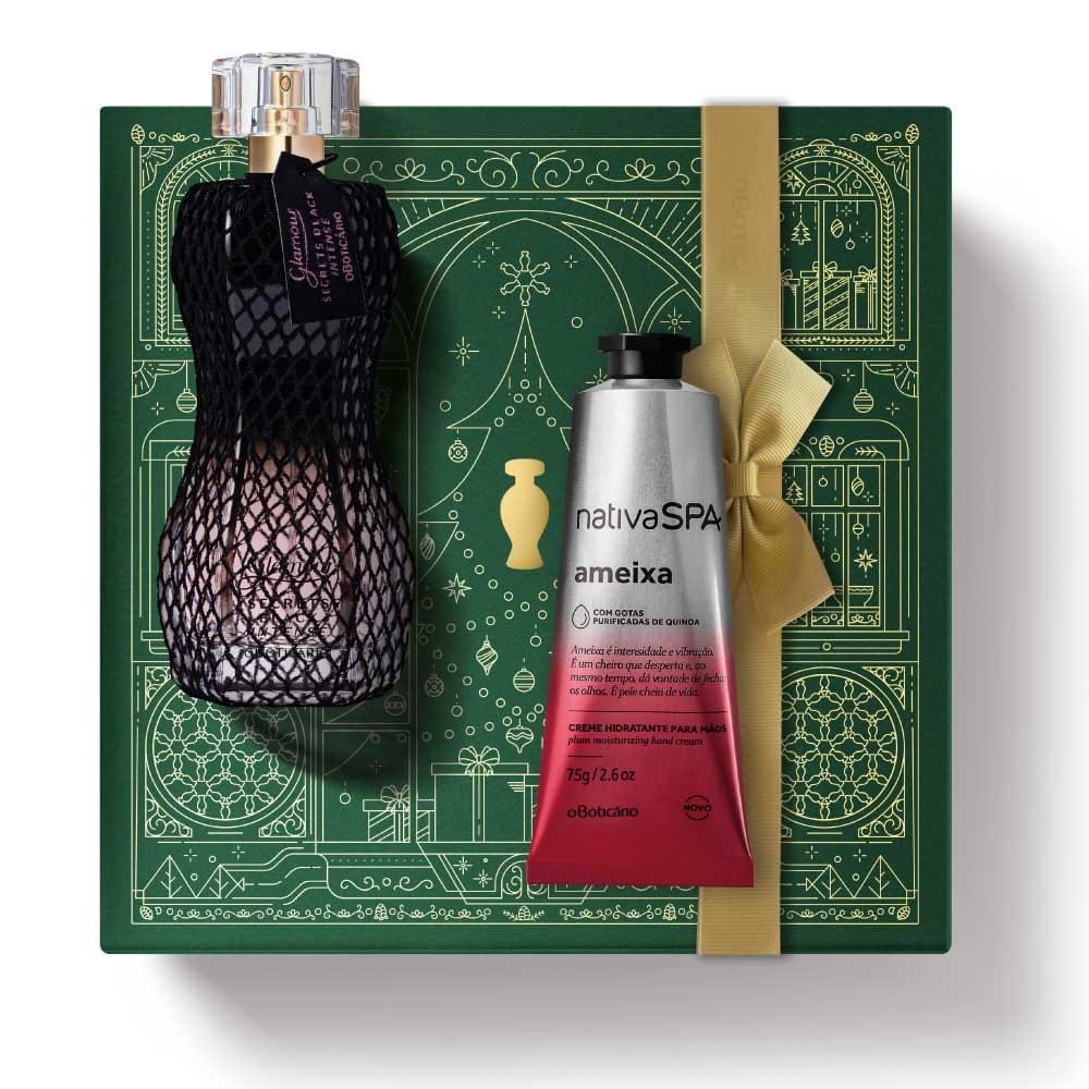 Kit de Natal Perfume Glamour Secrets Black Intense + Ameixa
