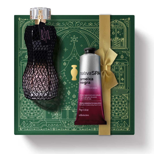 Kit de Natal Perfume Glamour Secrets Black Intense + Ameixa Negra