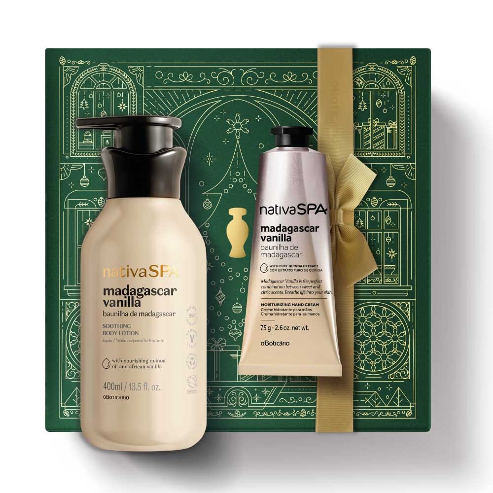 Kit de Natal Hidratação Loção Nativa SPA Baunilha de Madagascar