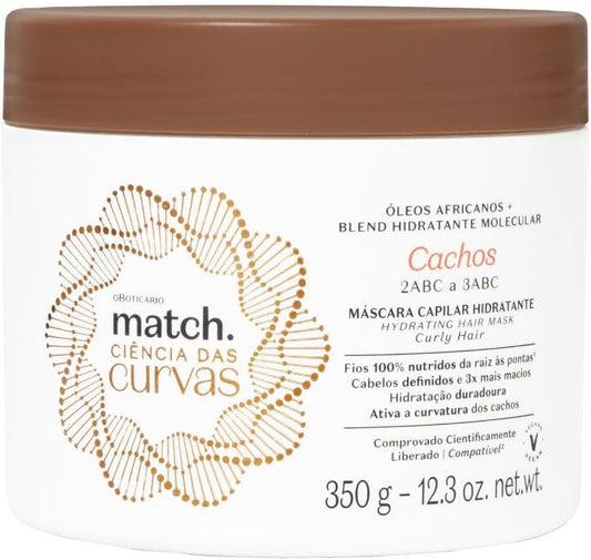 Máscara Capilar Hidratante Cachos Match Ciência das Curvas, 350g