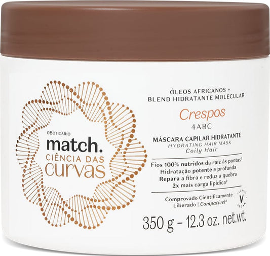 Máscara Capilar Hidratante Cabelos Crespos Match Ciência das Curvas, 350g