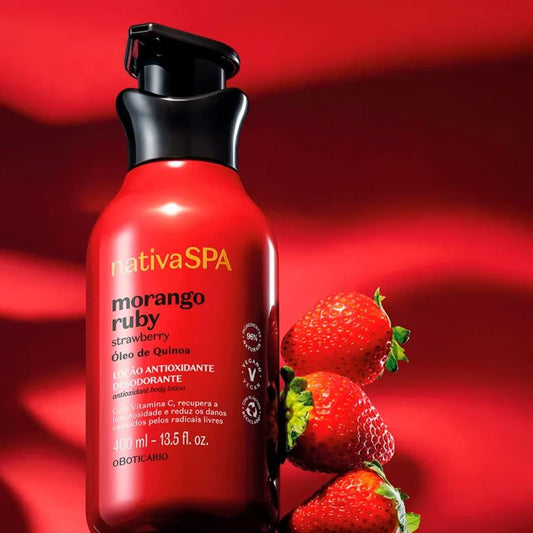 Loção Corporal Hidratante Nativa Spa Morango Ruby, 400ml