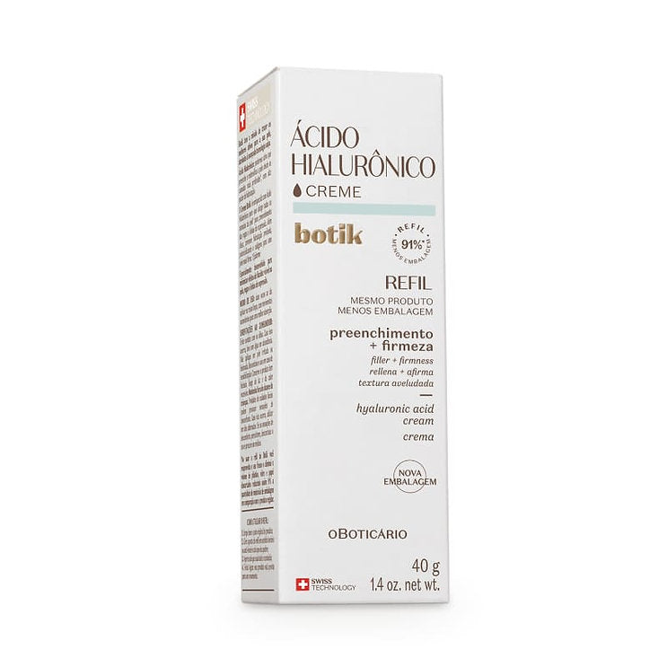 Refil Creme Facial Ácido Hialurónico Botik, 40g