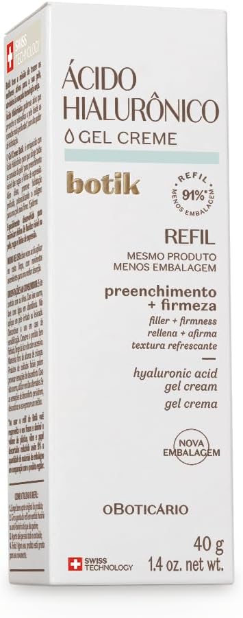 Refil Gel Creme Facial Ácido Hialurónico Botik, 40g