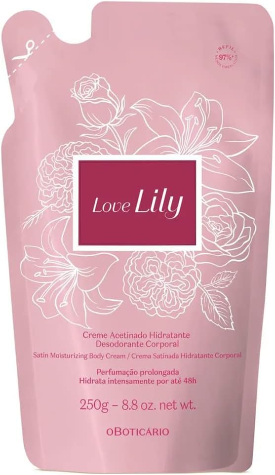 Refil Creme Acetinado Hidratante Corporal Love Lily 250g