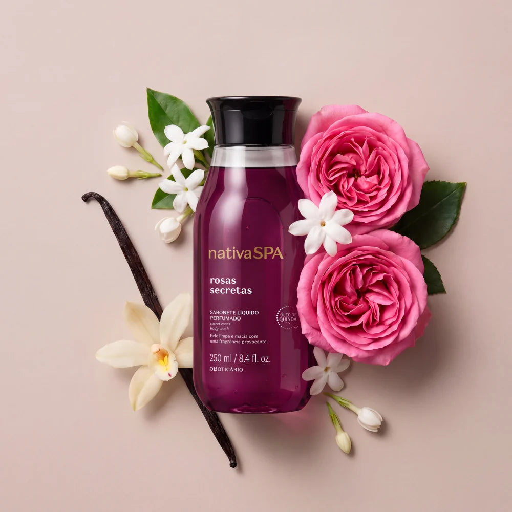 Sabonete Líquido Corporal Perfumado Nativa SPA Rosas Secretas, 250ml