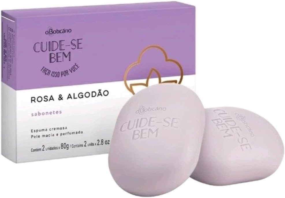 Sabonete em Barra Cuide-se Bem Rosa e Algodão, 2x80g